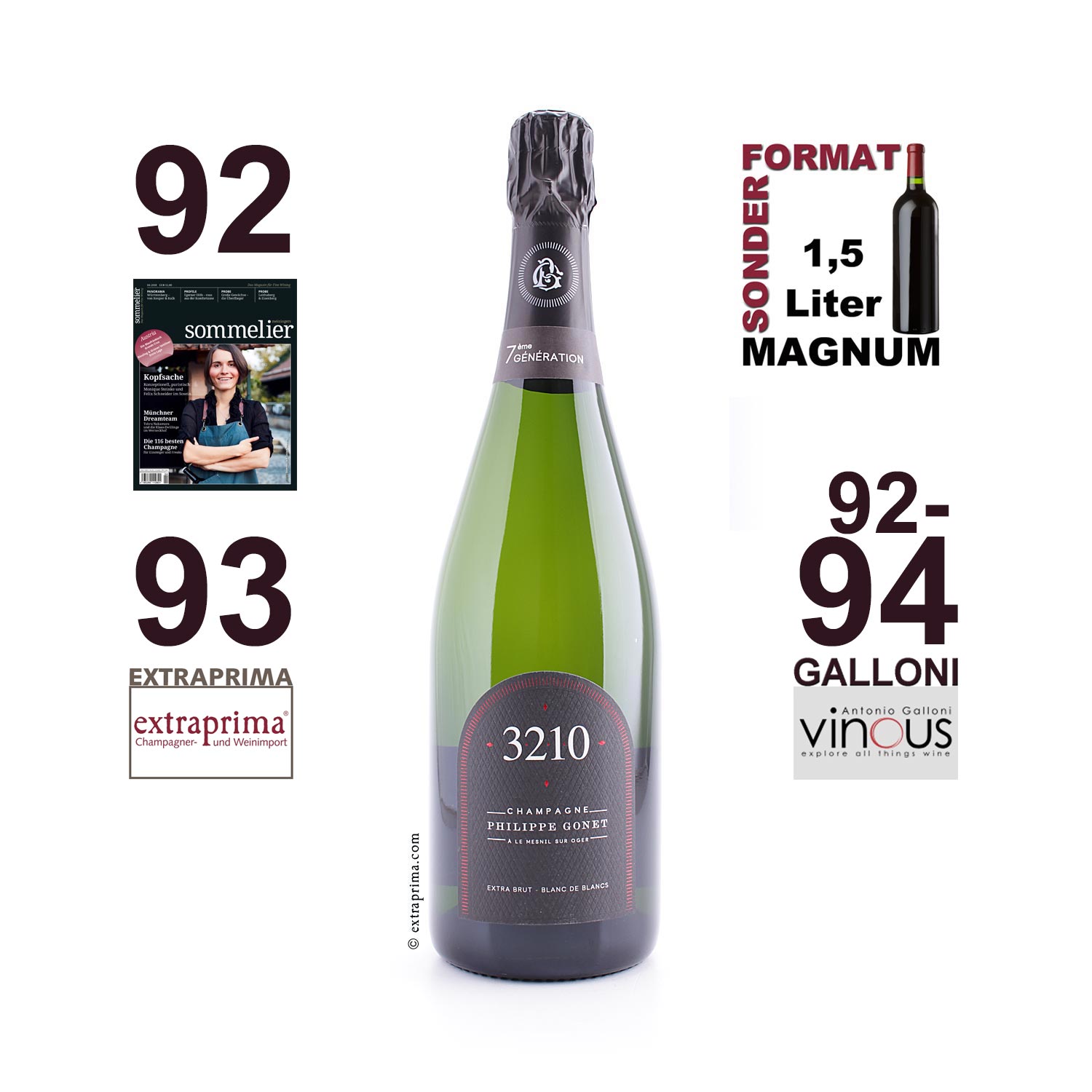 Champagne Blanc de Blancs Extra Brut 3210 - Philippe Gonet | MAGNUM 1,5-Ltr.